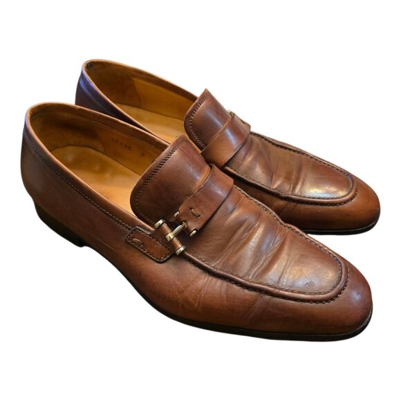 Men's Brown Leather MAGNANNI Slip-on Bit Loafer sz 7 - Picture 8 of 14
